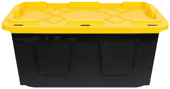 Reusable moving bin with yellow lid